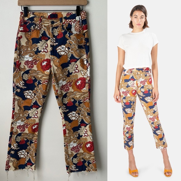 MOTHER Jeans The Hustler Ankle Fray Flowers in Her Hair Multicolor Size 27 - Picture 16 of 16